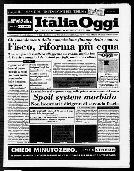 Italia oggi : quotidiano di economia finanza e politica